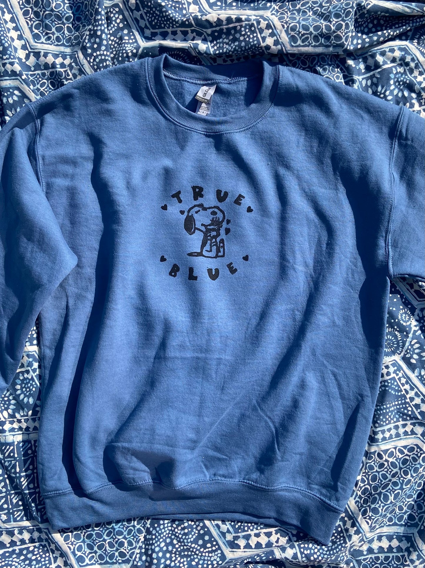 True Blue Boygenius Handprinted Crewneck Sweatshirt
