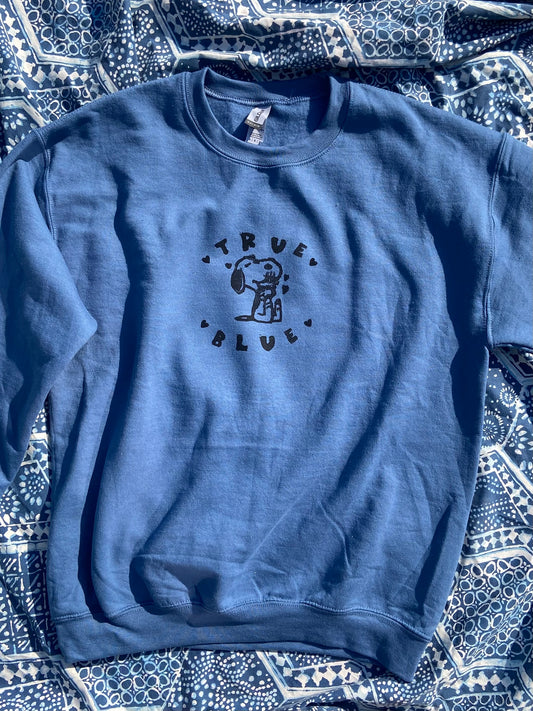 True Blue Boygenius Handprinted Crewneck Sweatshirt