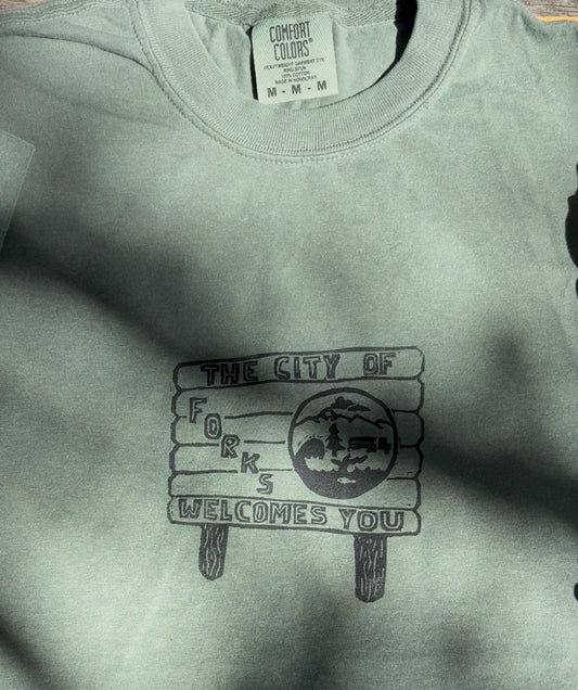 Forks, Washington Handprinted T-Shirt
