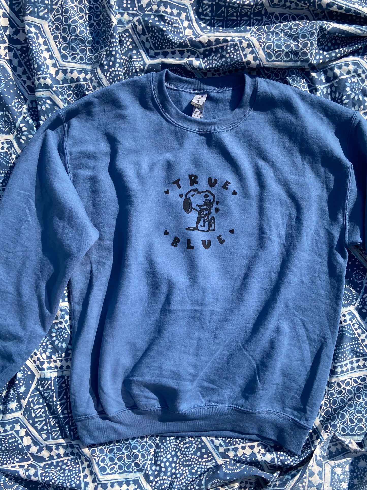 True Blue Boygenius Handprinted Crewneck Sweatshirt