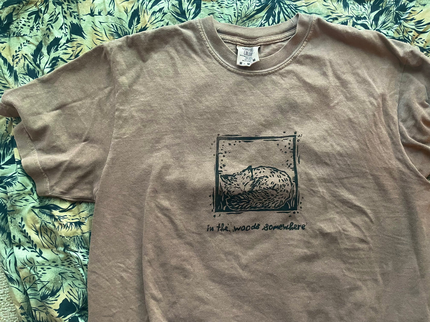 Delilah Sleeping Fox Handprinted T-Shirt