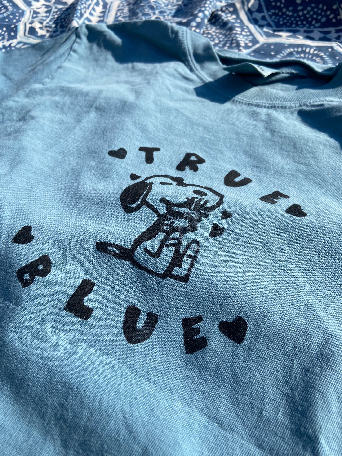 True Blue Boygenius Handprinted T-Shirt