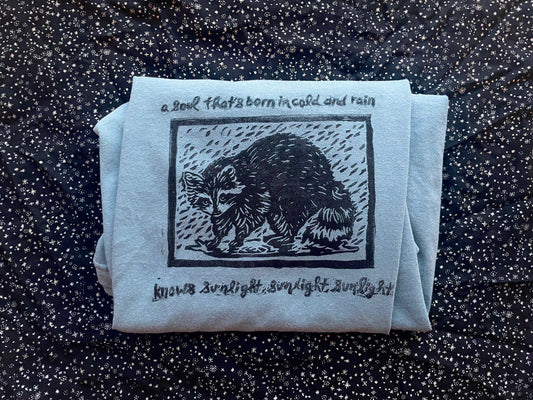 Marty Rainy Raccoon Handprinted T-Shirt