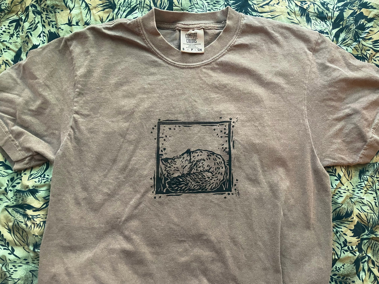 Delilah Sleeping Fox Handprinted T-Shirt