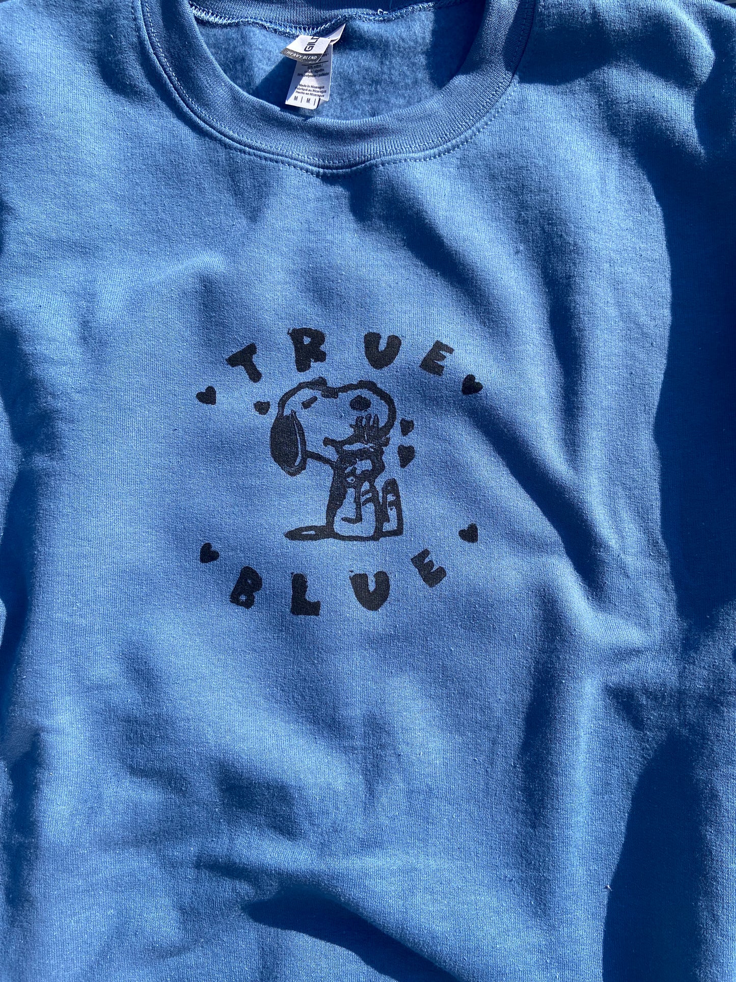 True Blue Boygenius Handprinted Crewneck Sweatshirt