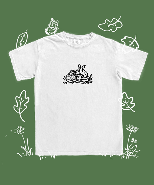 Sleeping Deer Handprinted T-Shirt