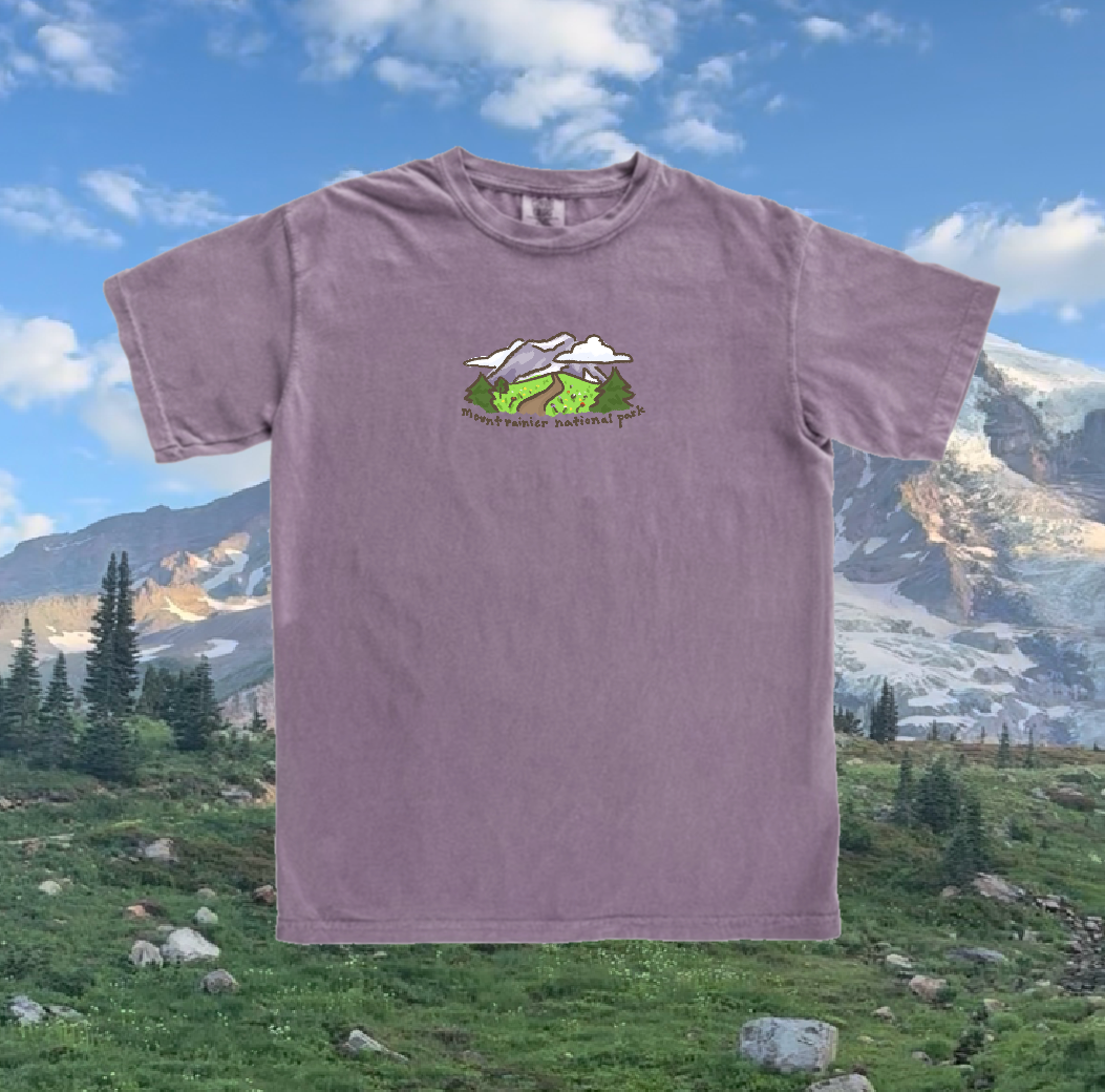 Mount Rainier National Park Handprinted T-Shirt