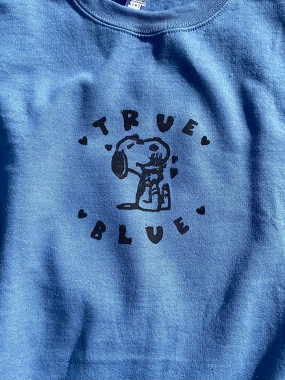 True Blue Boygenius Handprinted Crewneck Sweatshirt