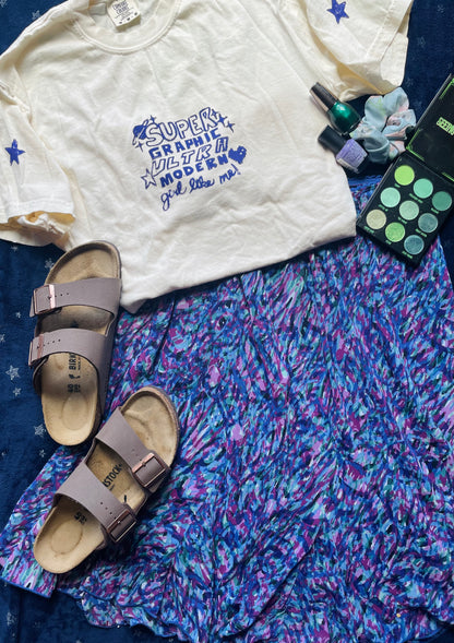 Super Graphic Ultra Modern Girl Handprinted T-Shirt