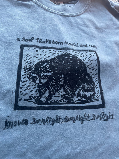 Marty Rainy Raccoon Handprinted T-Shirt