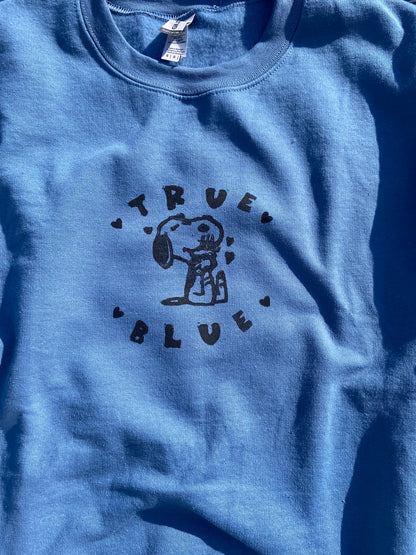 True Blue Boygenius Handprinted Crewneck Sweatshirt